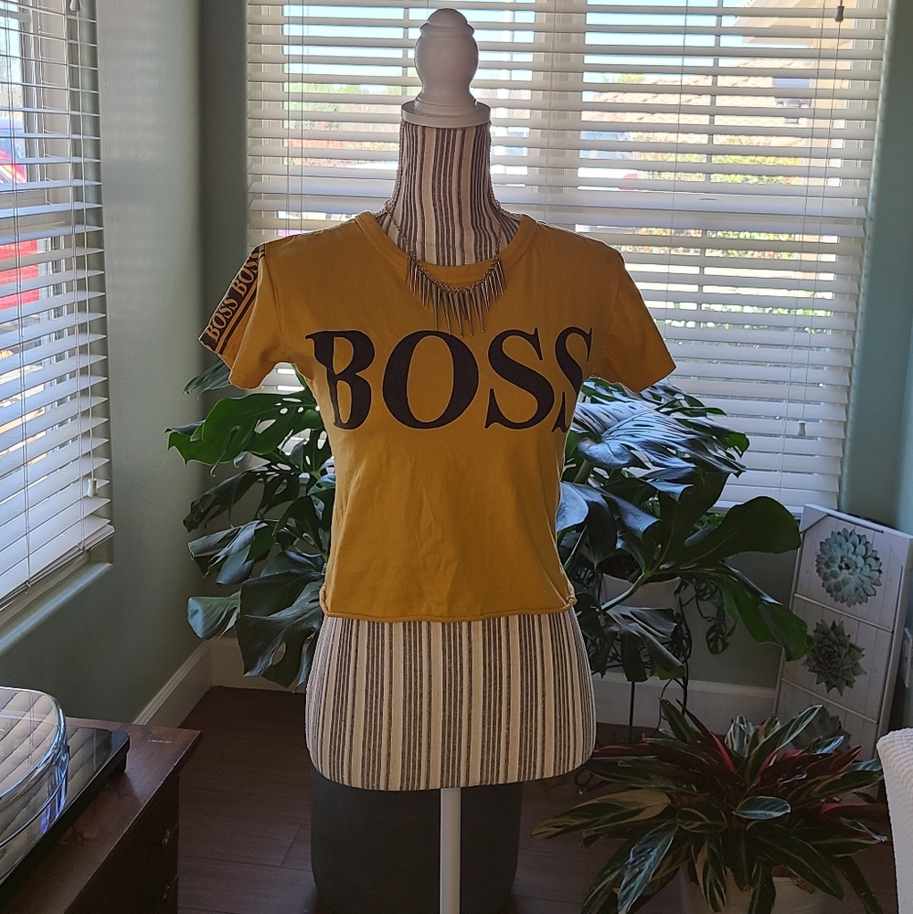 On Fire Boss Crop Top in Mustard